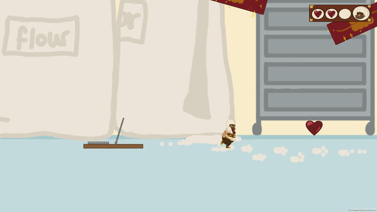 Level 2 - A mousetrap and health pickup, player hurt